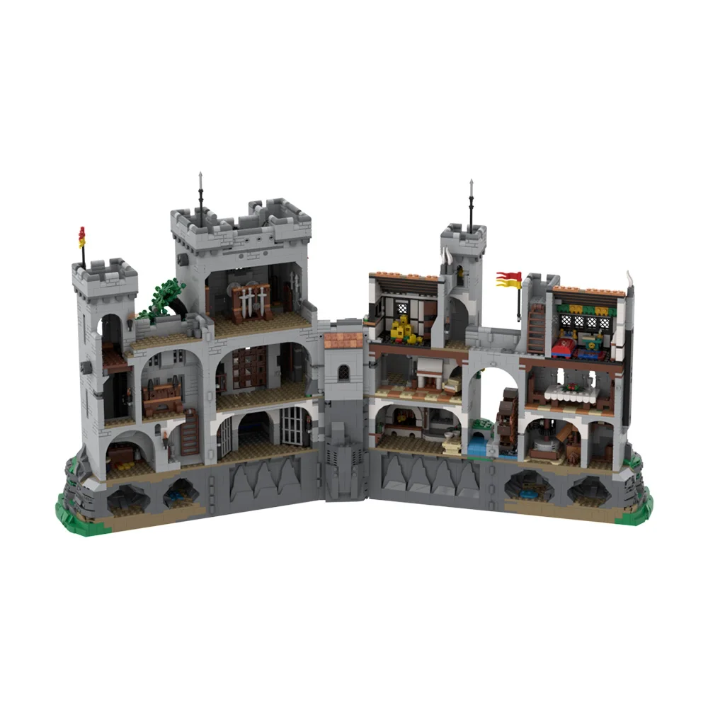 MOC Medieval Castle Lion Knightss Castle Building Blocks Model Lions Caslte Gatekeeper Tower Bricks Black Falcon Castle Toy Gift