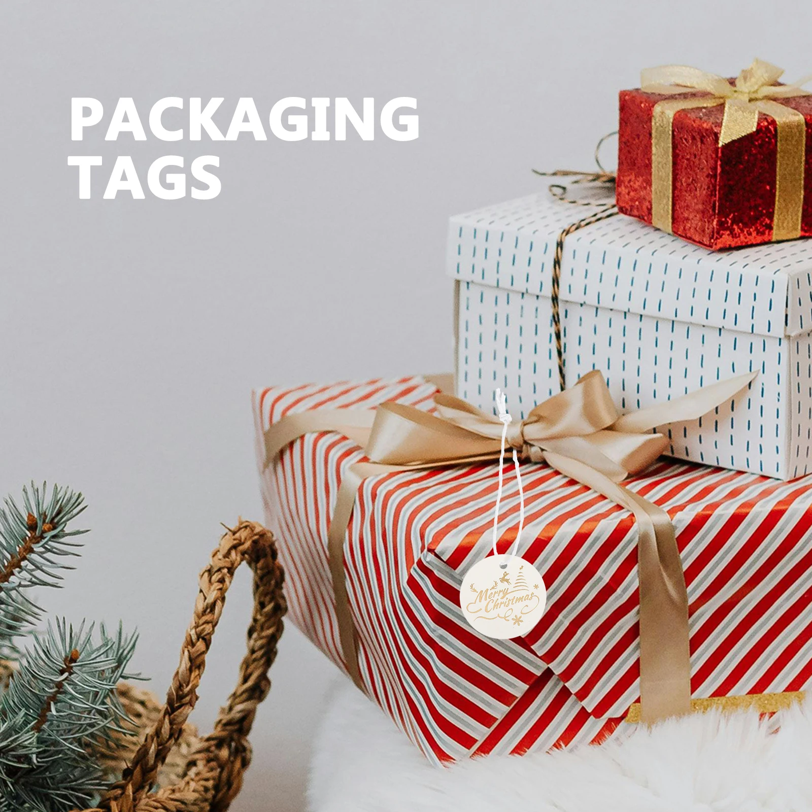 

100Pcs Versatile Christmas Gift Labels with Cotton Strings for Xmas Decorations Holiday Home Decor and New Year Parties