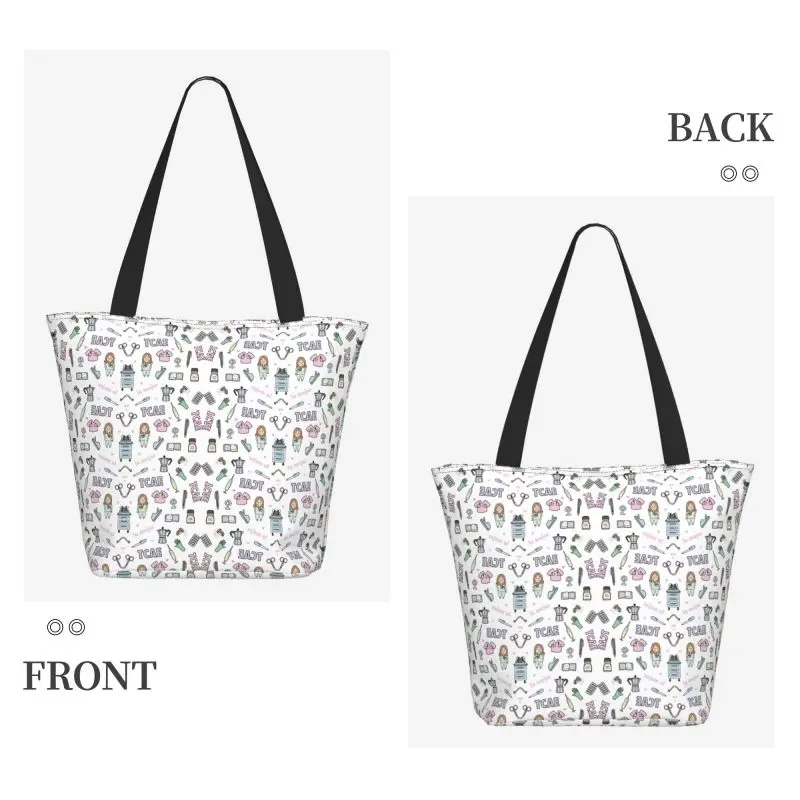 Custom Enfermera En Apuros Doctor Nurse Medical Reusable Grocery Bag Waterproof Shopping Handbags Women Shoulder Bag Tote Bags