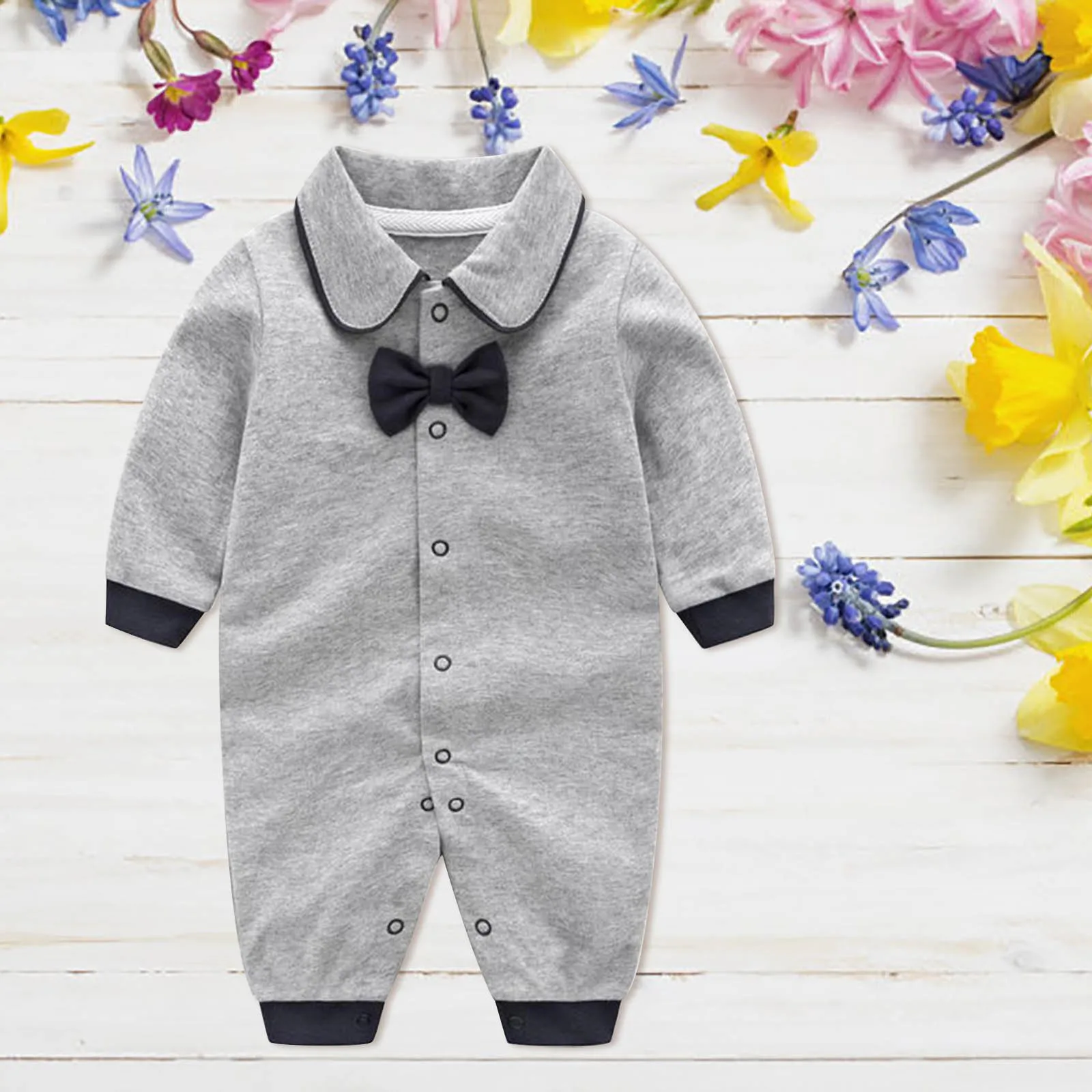 

Newborn Baby Boys Bow Long Sleeve Outsie Bodysuit Banquet Wedding Jumpsuit Clothes Baby Boy Preemie Clothes 2024 Hot Selling