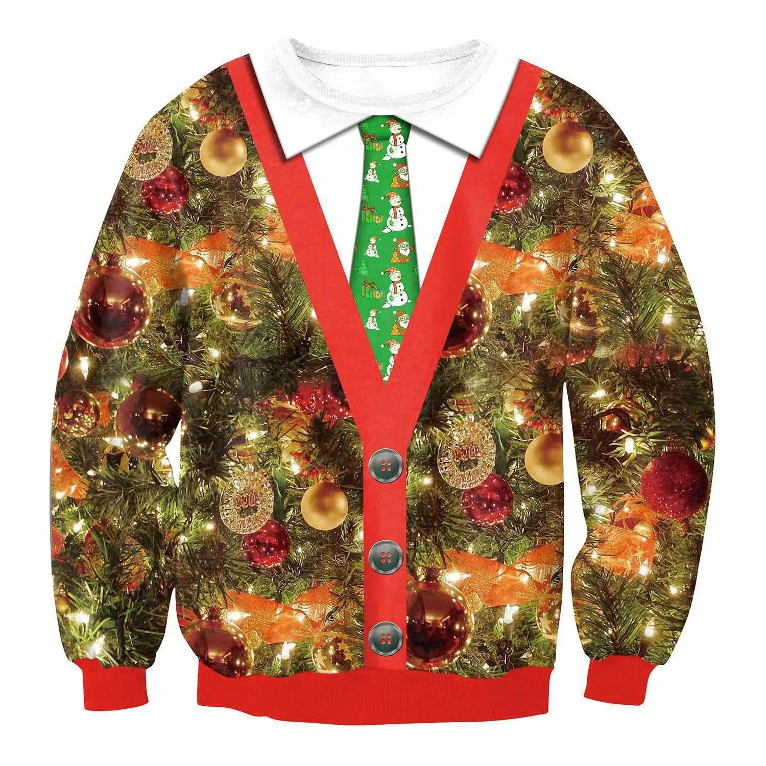 Hot Christmas Deer Digital Print Men's And Women's Universal Crewneck Sweater Polyester Winter Long Sleeve Party Birthday Christ