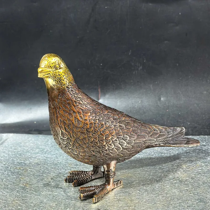 Antique Style Bronze Dove Statue Detailed Bird Sculpture Retro Oriental Desk Small Ornament Home Tabletop Display Craft