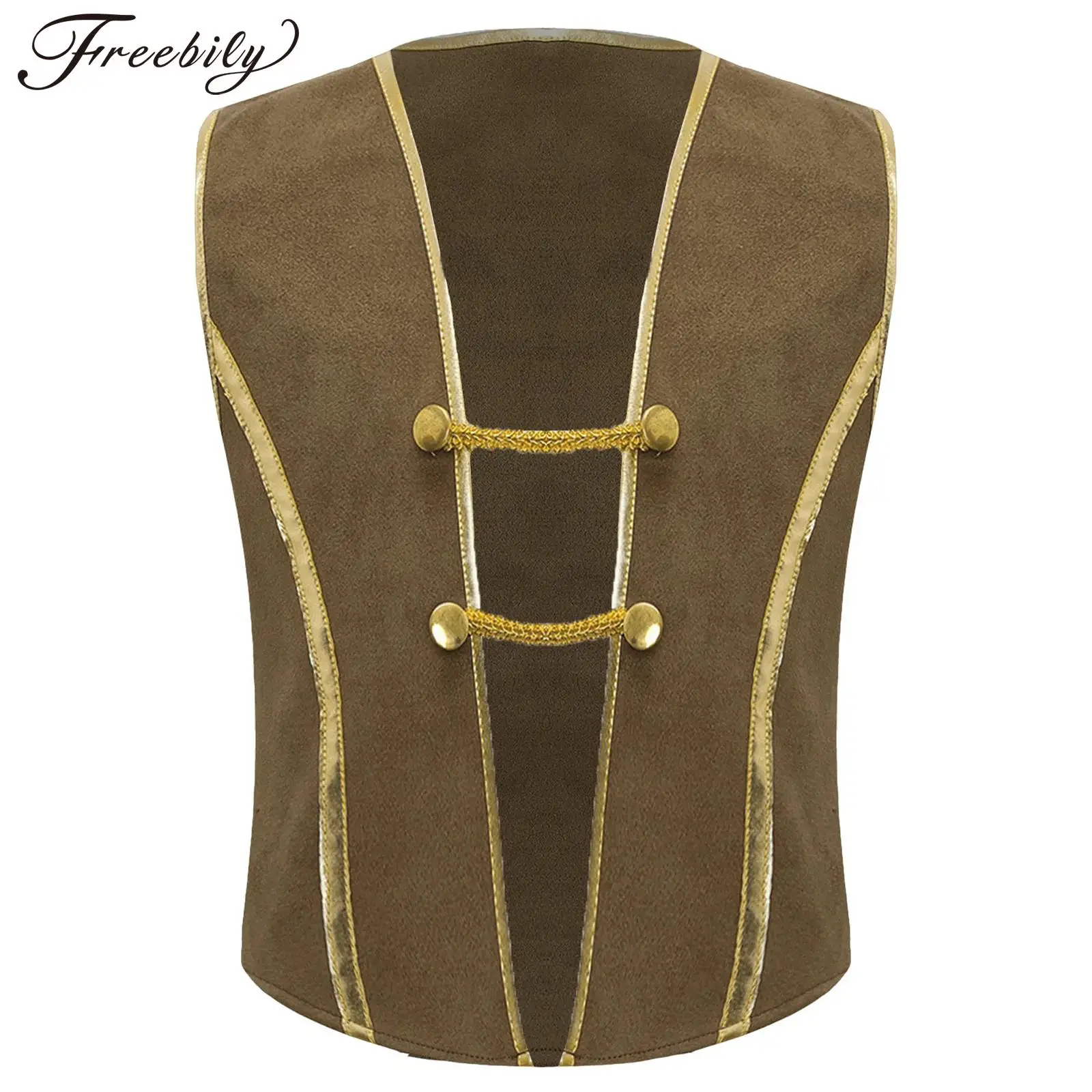 Kids Boys Halloween Medieval Pirate Cosplay Costume Renaissance Viking Steampunk Vest for Carnival Fancy Dress Party Performance