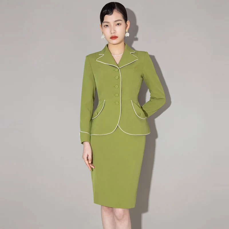 

High end professional suit skirt women's new stewardess temperament in spring formal dress fashion small fragrance suit