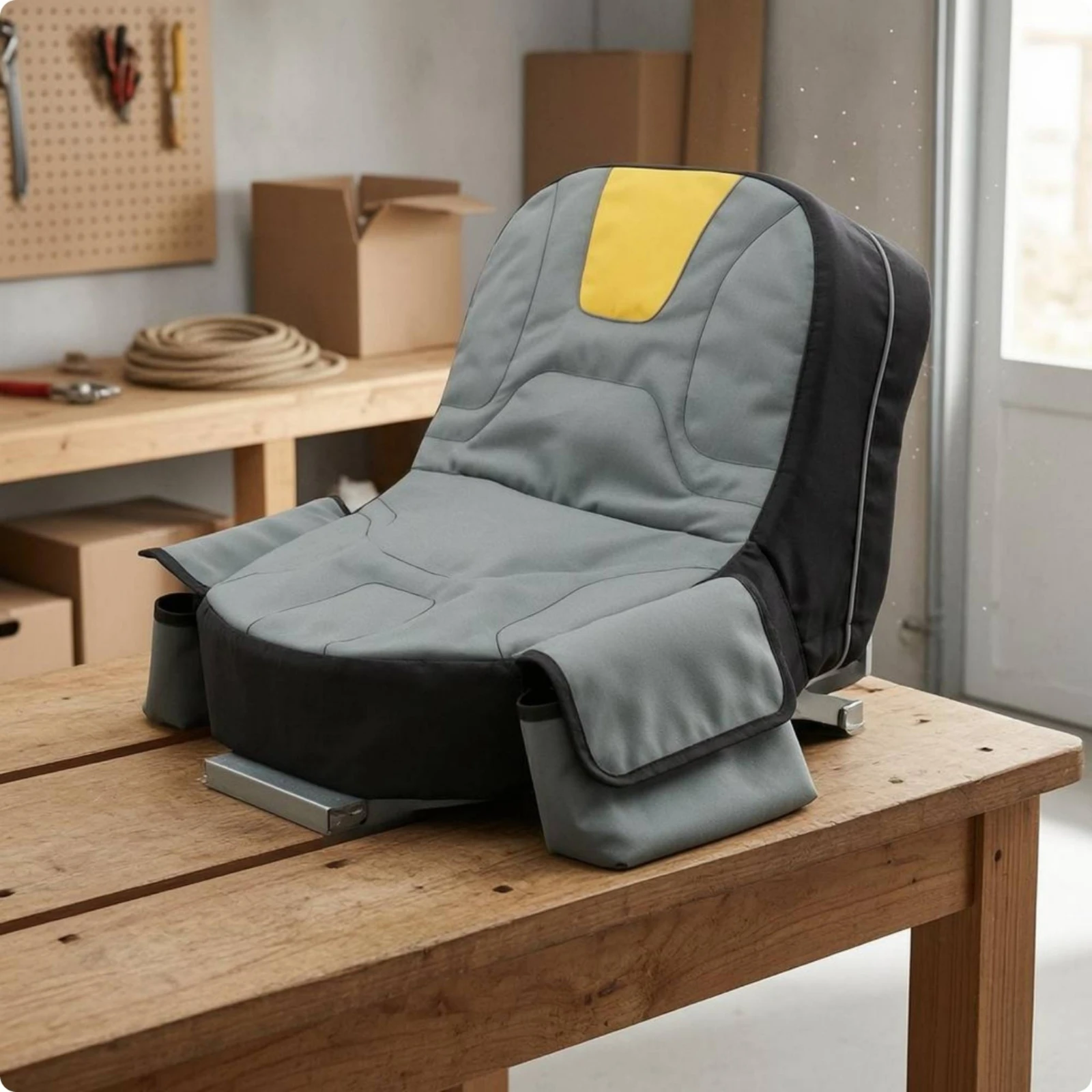 Riding Mower Seat Cover Storage Pockets Cushioned Mower Seat Cover Yard Equipment Padded Oxford Material