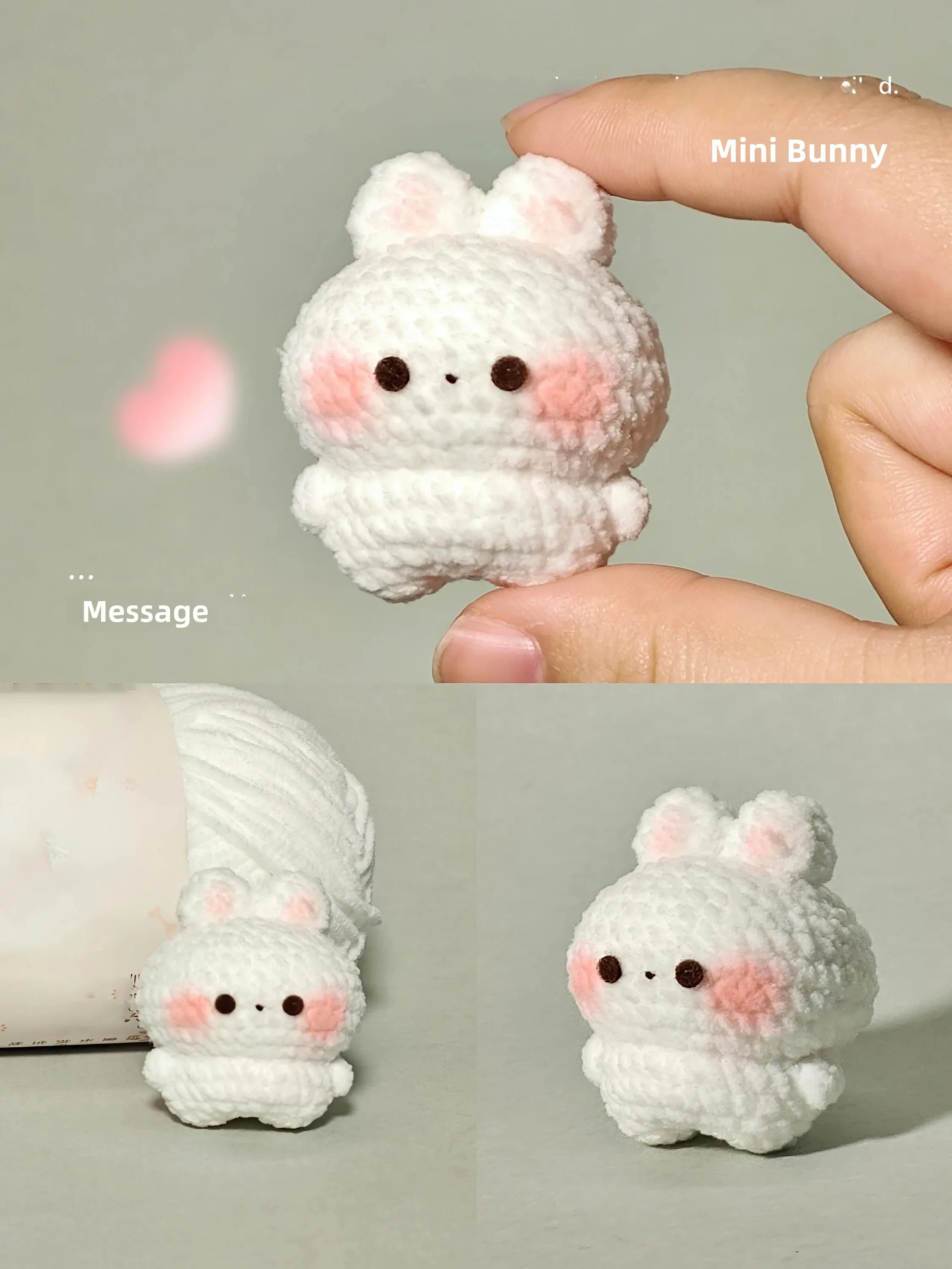 Handmade Crochet Bunny Keychain Pendant Yarn DIY Material Kit Time Killer Gift Handywork Project for Adults And Kids