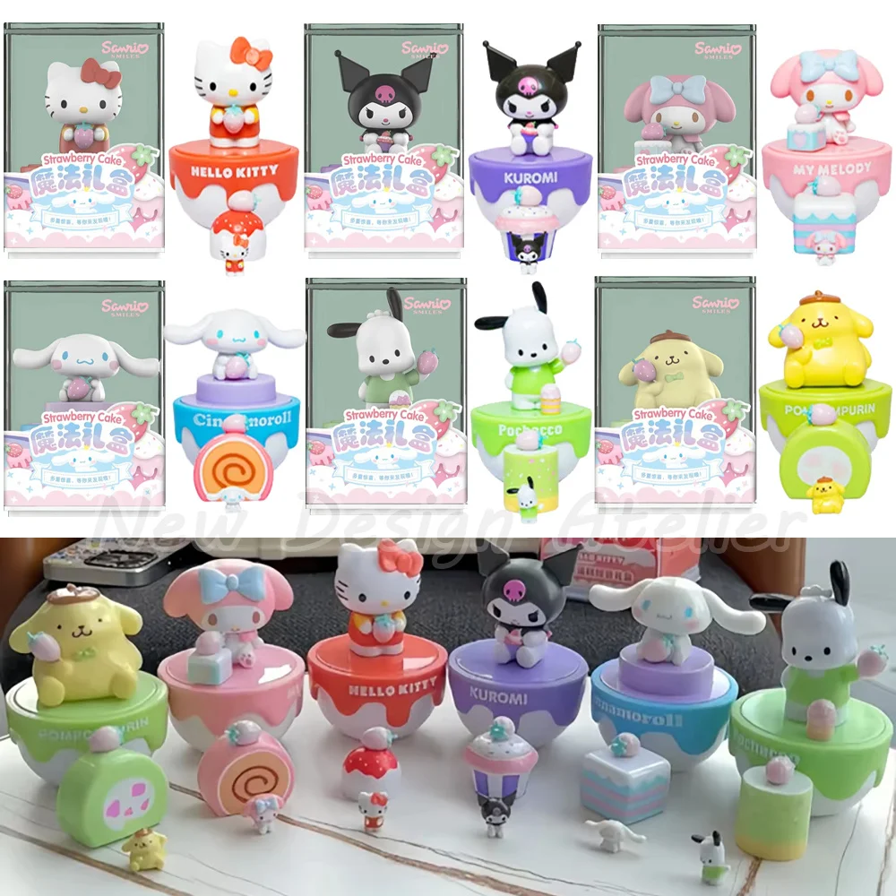 

Cartoon Hello Kitty Strawberry Cake Series 6 Style Cute Action Figures CollectiIble Doll Desktop Model Kids Toys Birthday Gifts