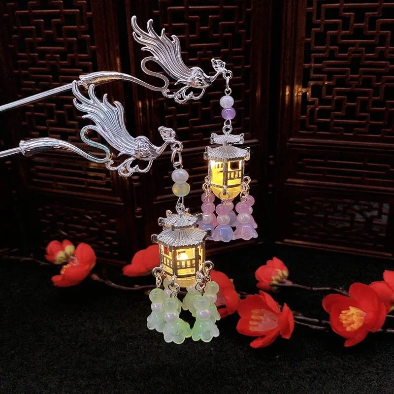 العتيقة الفضة فينيكس دبوس الشعر الساطع جناح دبوس الشعر الجديد الصينية قصر شرابة هزاز دبوس الشعر الراقية دبوس الشعر