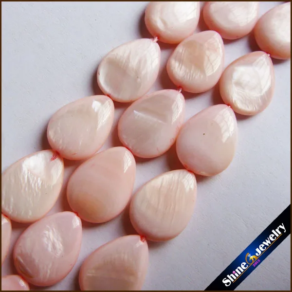 Groothandel 17x13mm Natuurlijke Hand Malen Peervorm Roze Kleur Shell MOP Gems Losse Kralen Strand 15" DIY Creatieve Sieraden Maken