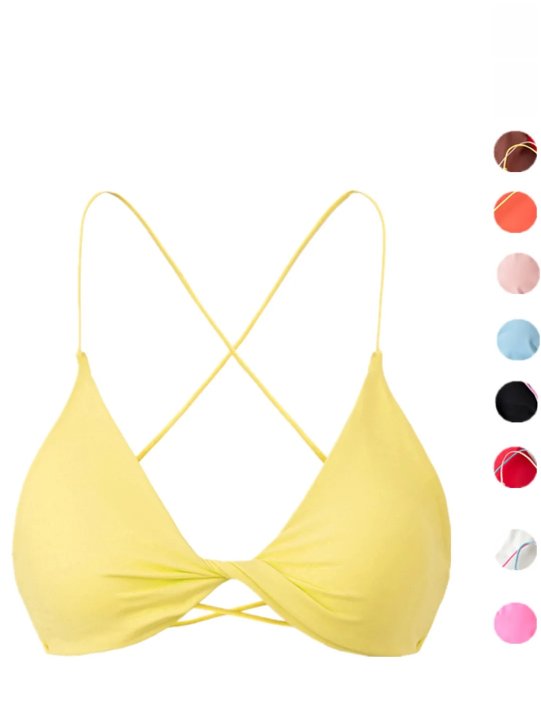 เสื้อชั้นในดีไซน์ไขว้เซ็กซี่พร้อมแผ่นรองหน้าอก ป้องกันการโป๊ กระชับพอดีตัว ความยาวแบบปกติ มีหลายสี