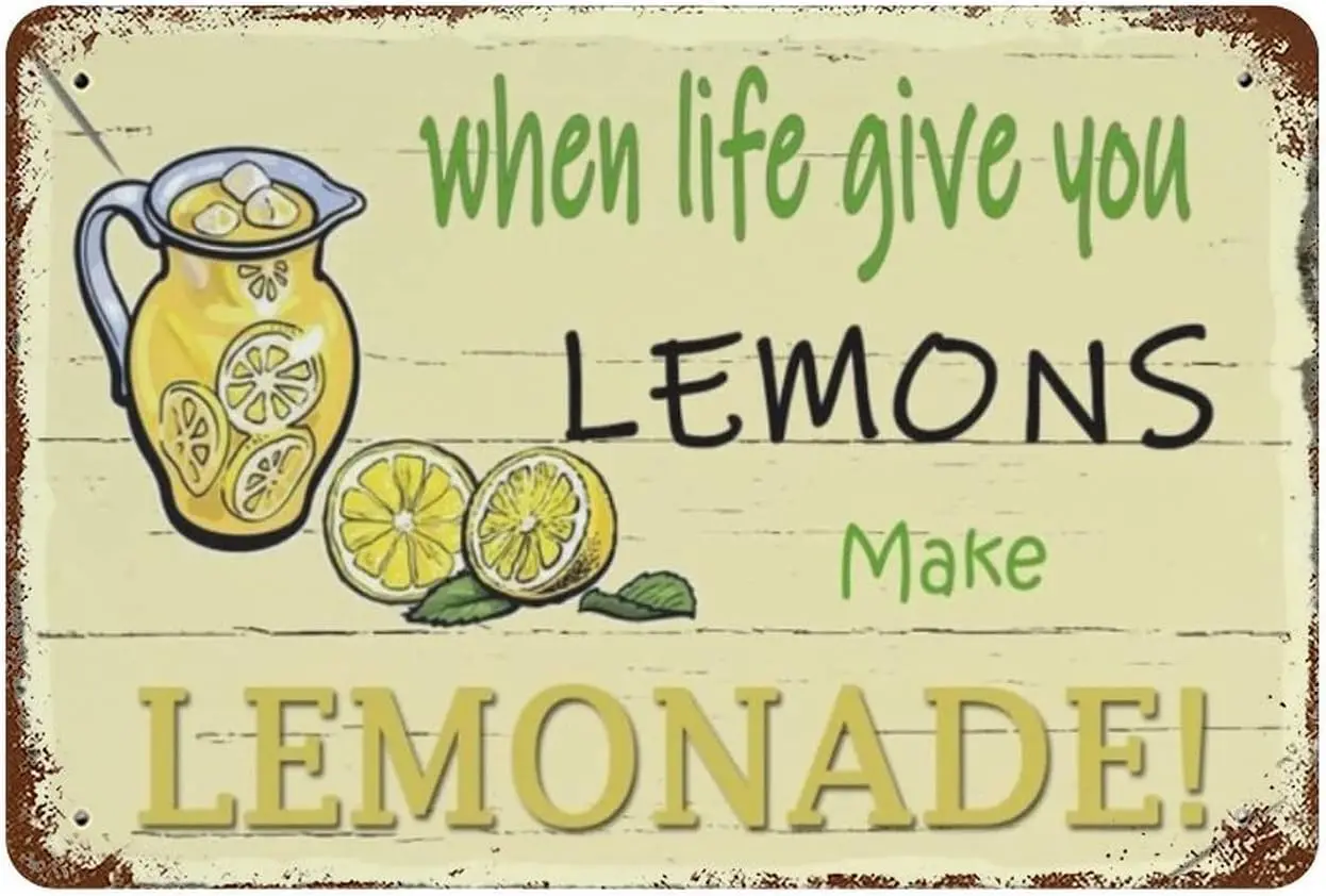 Iced Lemonade Metal Tin Sign Vintage When Life Makes Lemonade For You Summer Drinks Retro Poster Plaque Wall Art Decor for Home 