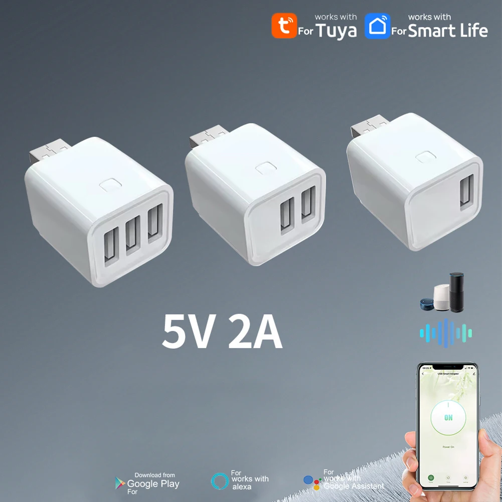 USB Adaptor Switch For Tuya WiFi Power Adapter Charging Head Remote Control Timer Switch 5V2A Electrical Outlet Switch Parts