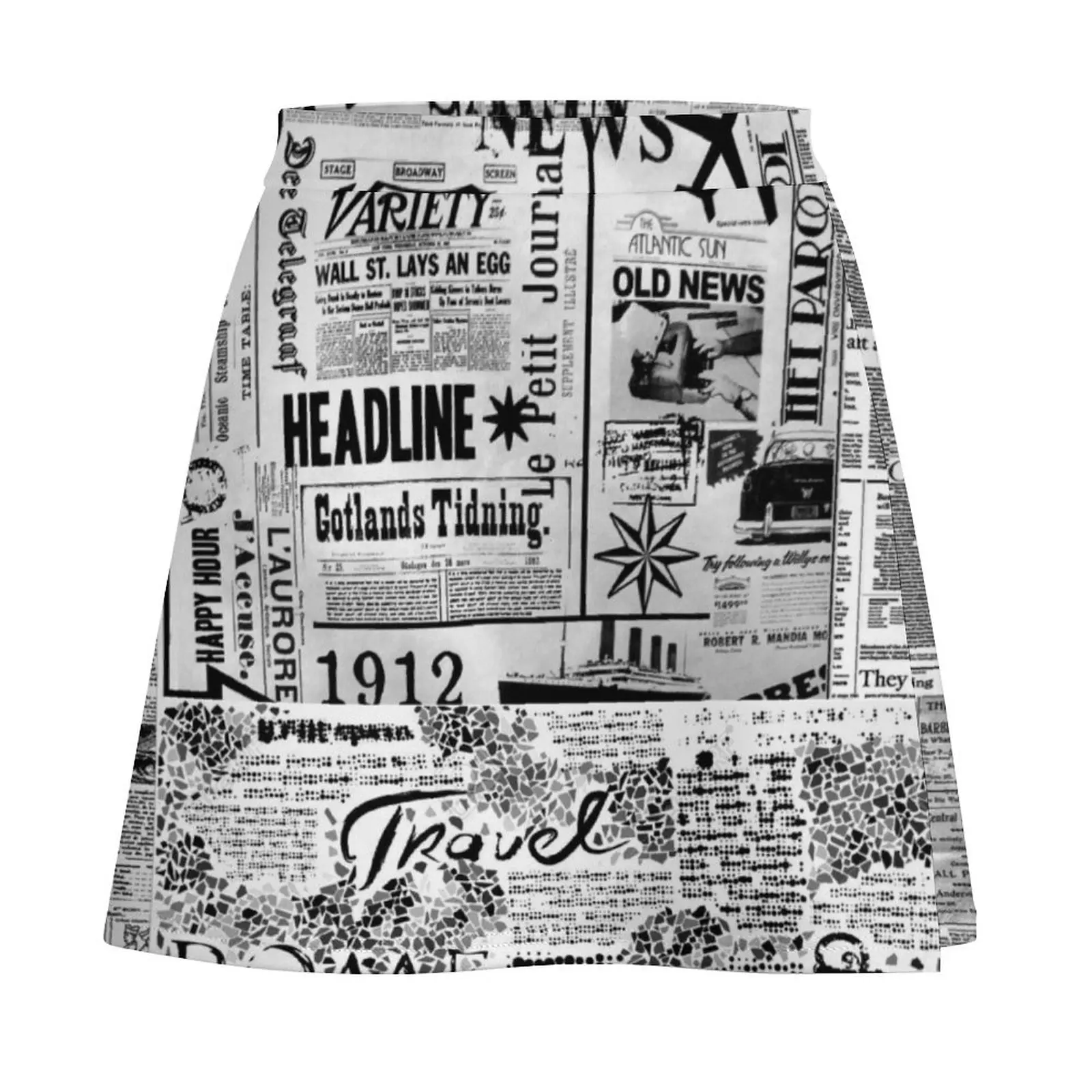 Newspaper And Journal Style Mini Skirt korean style skirt Summer skirt luxury women's