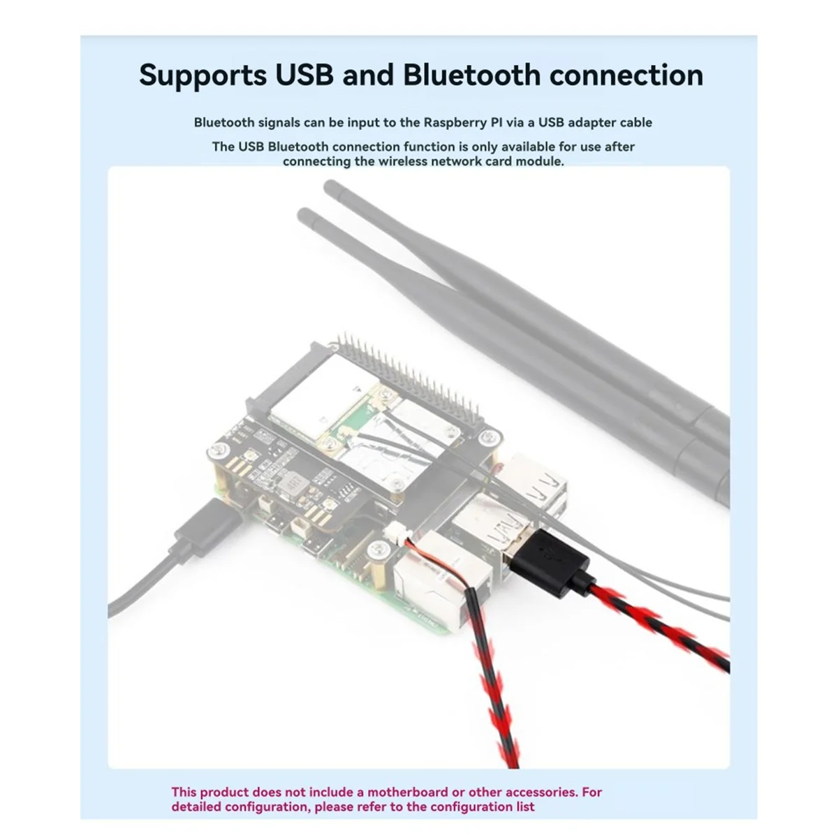 5 PCIe-MiniPCIe 확장 보드(16P 케이블 포함) GPIO 헤더 지원 RPI 5용 USB Bluetooth