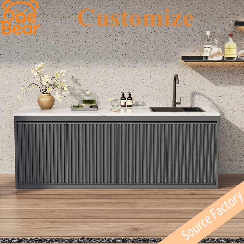 

Outdoor courtyard slab aluminum alloy worktop garden integrated cabinet washbasin storage cabinet multi-functional island.