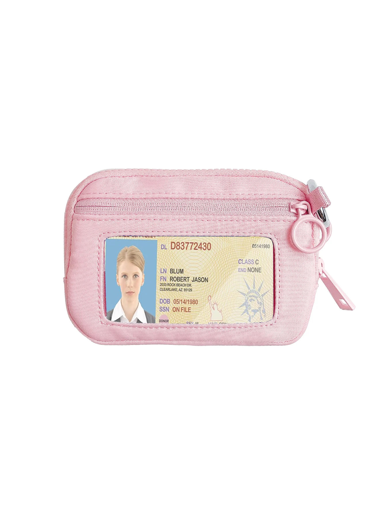 Niedliche kleine Mini-Geldbörse für Damen mit durchsichtigem Ausweisfenster, Make-up-Kosmetiktasche, Kartenhaltertasche für Geldbörse, Kulturbeutel mit Reißverschluss – Detail 9