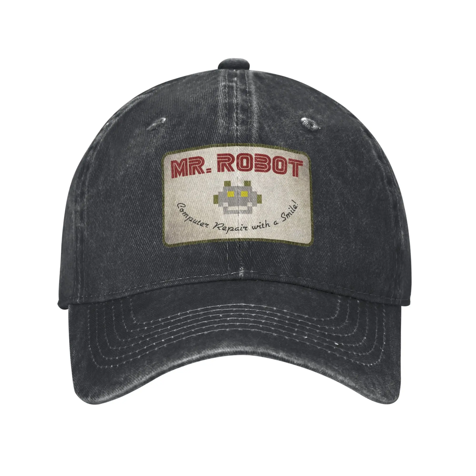 10 Stile Computer mit Sourires Anime Funny Mr Robot Retro Cowboy Washed Baseball Caps Herren Denim Hüte Frau Snapback Cap – Detail 1