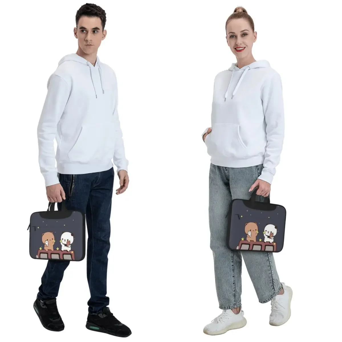 Bubu And Dudu Watching The Moon Togethe Crossbody Laptop Bag Case Computer Bag 13 14 15.6 Inch Notebook Pouch for Macbook Pro