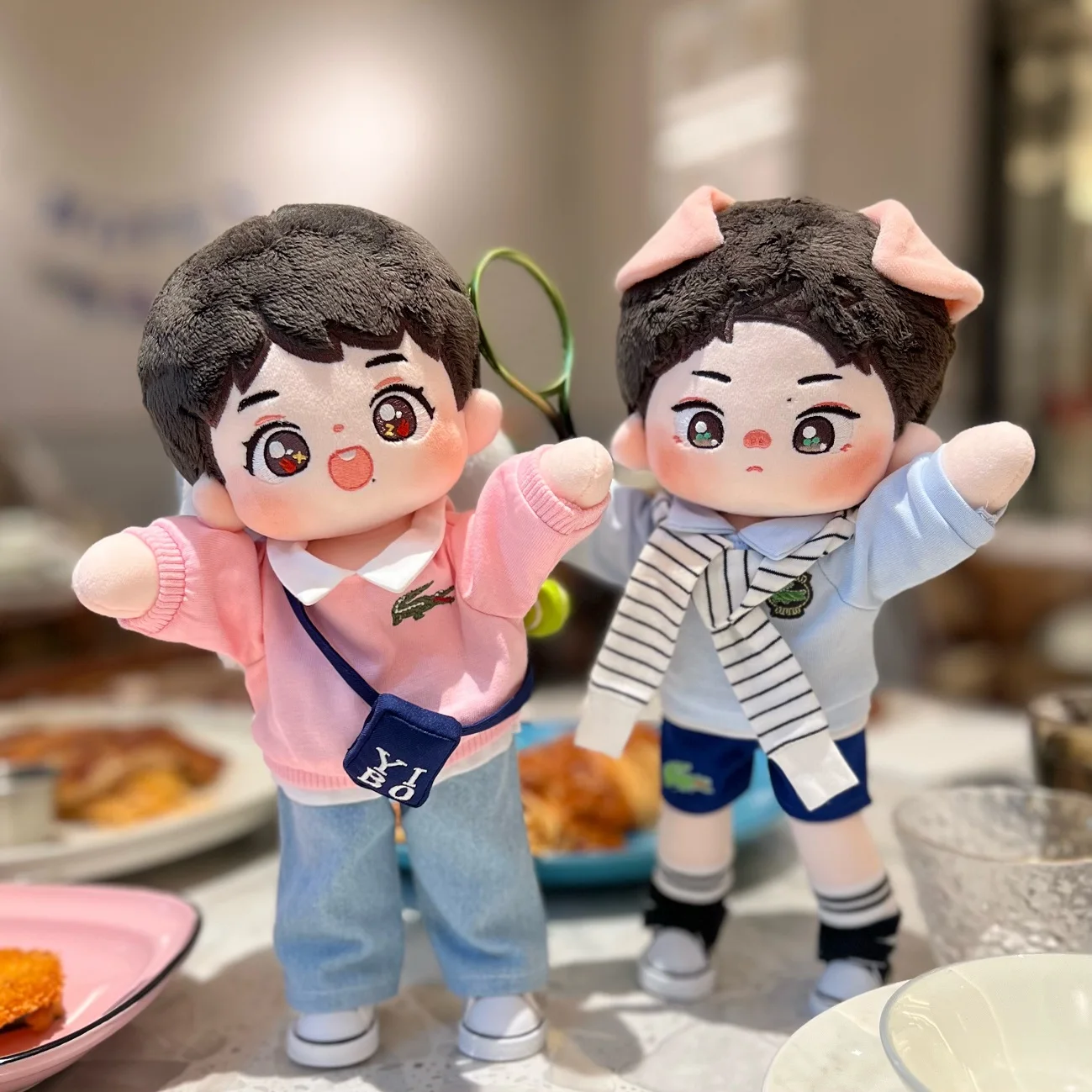 30cm Doll Clothes Idol Star Wang Yibo Xiao Zhan Striped Scarf Costume Suit Stuffed Plushies Plush Doll Accessories Toy Kids Gift