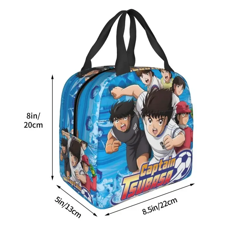 Japan Football Manga Captain Tsubasa Portable Lunch Boxes Leakproof Thermal Cooler Food Insulated Lunch Bag School Student