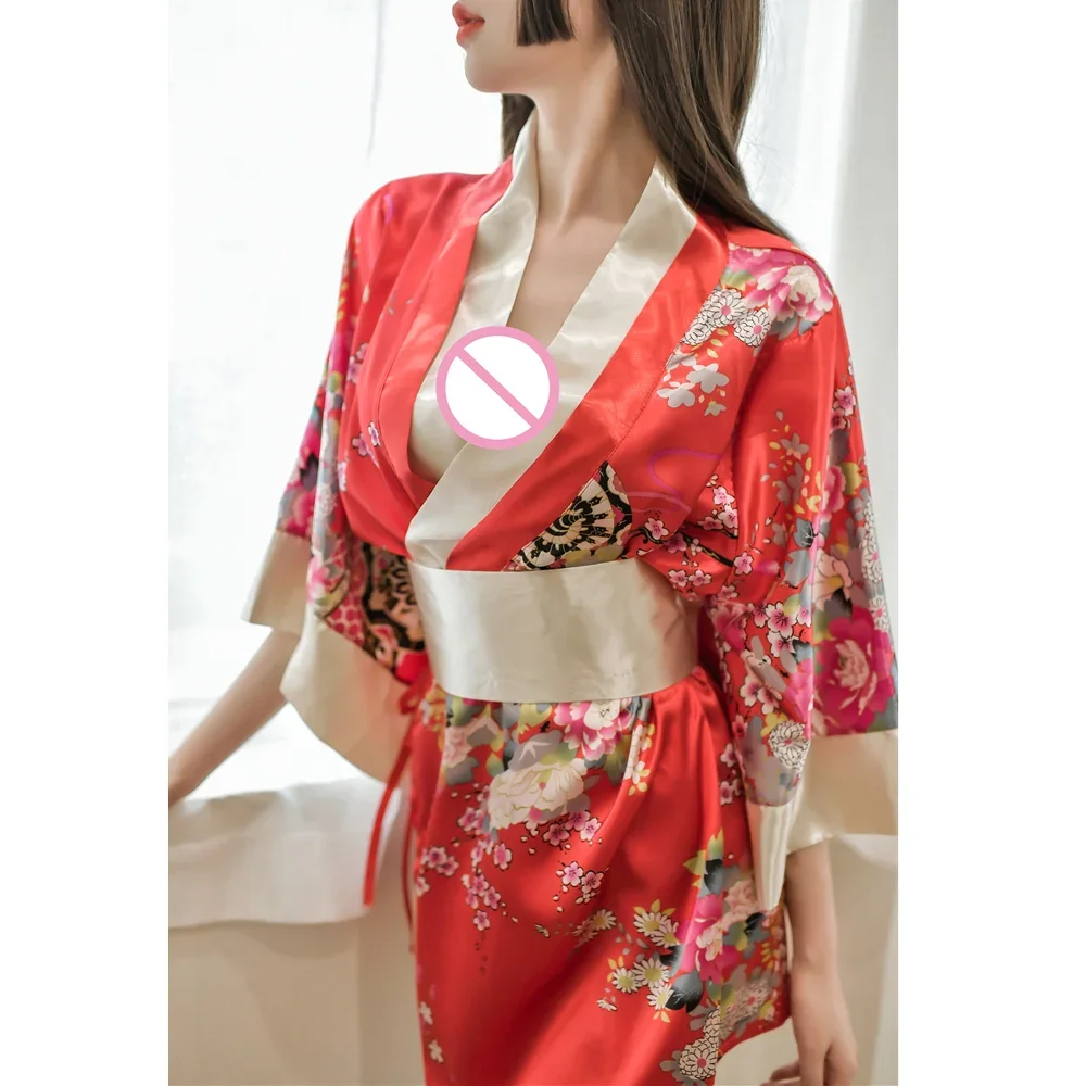 Exotic Costumes Sexy Lingerie Japanese Kimono Lace Up Bathrobe Temptation Pajama Uniform For Women Cosplay Slumber Party Outfit