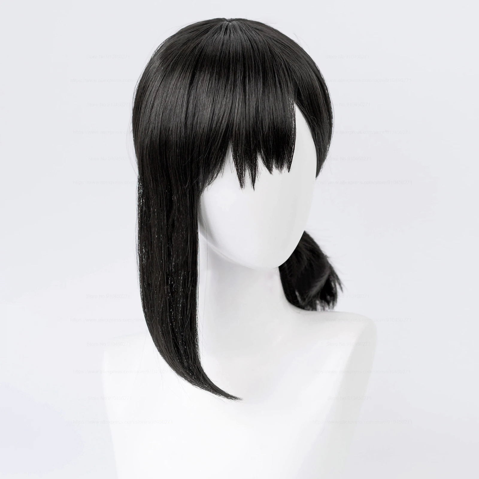 Higashiyama Kobeni Cosplay Pruik Kettingzaag Man Cosplay 38Cm Zwart Pigtail Hittebestendige Synthetisch Haar Anime Pruiken + Pruik Cap