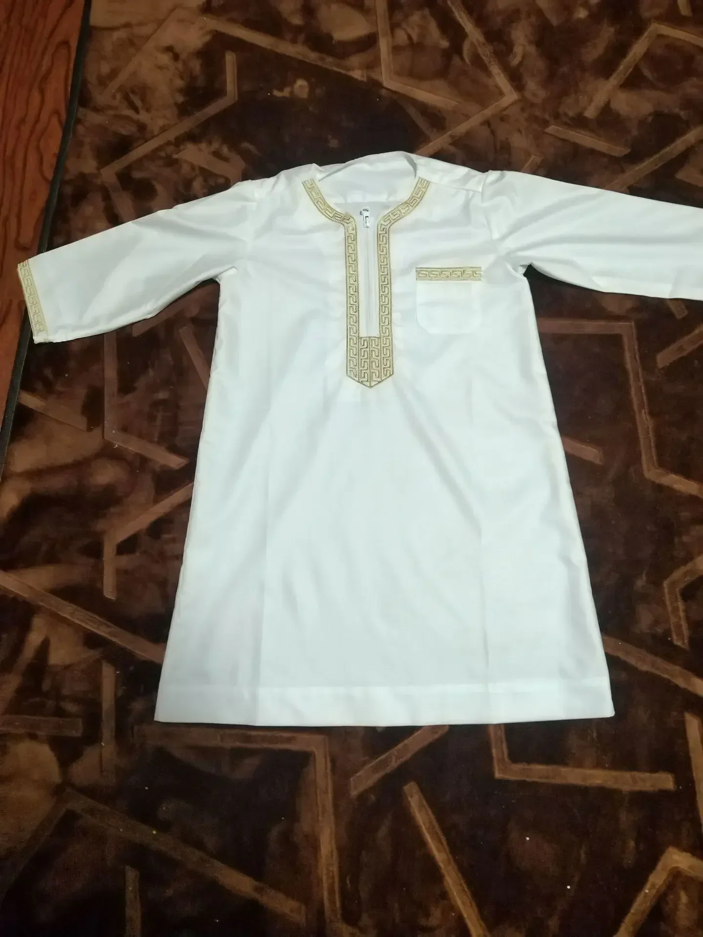 New Saudi Arabia Kids Boys Thobe Jubba Embroidery Islamic Clothing Muslim Robe Kaftan Thobe Kurta Pakistan Oman Costume Prayer