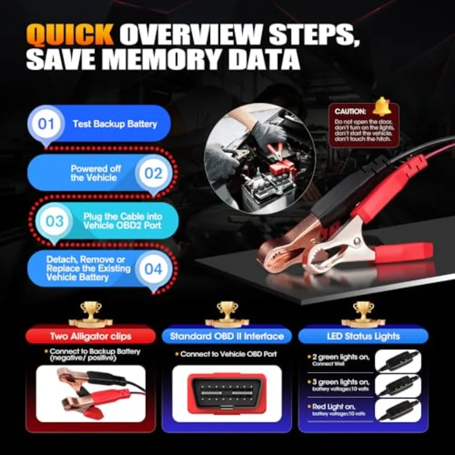 2025 MaxiBAS BTMS OBD2 Car Battery Tester with Memory Saver for Preserving Vehicle Data and Electronic Presets Surge Protection