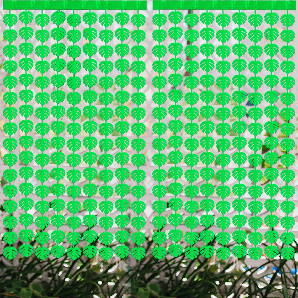 Green palm leaf door curtain turtle leaf rain curtain summer party background decoration palm leaf tassel home garden decoration