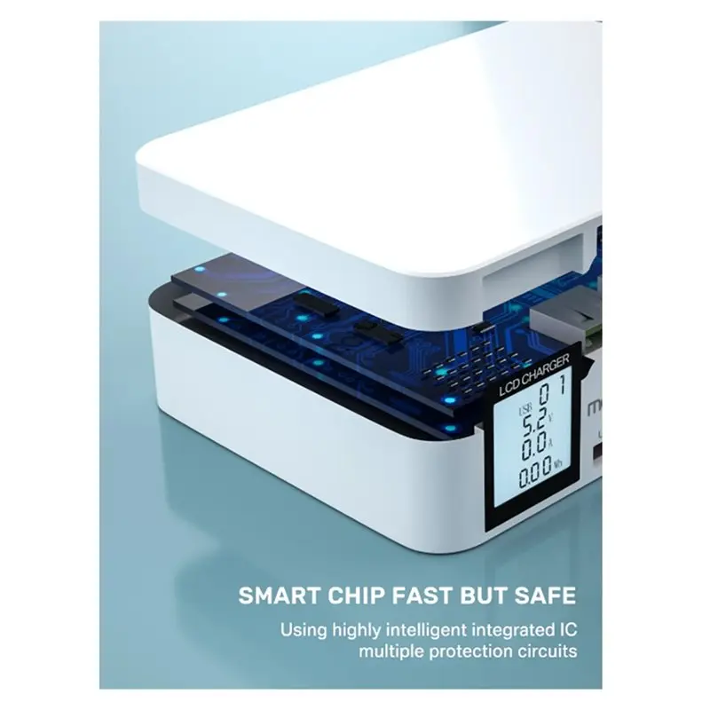 T24C Gas Station 100W USB Charging Gasstation 3 QC3.0 Quick Charge Ports 20W PD USB Type-C Port LCD Display Fast EU-PLUG