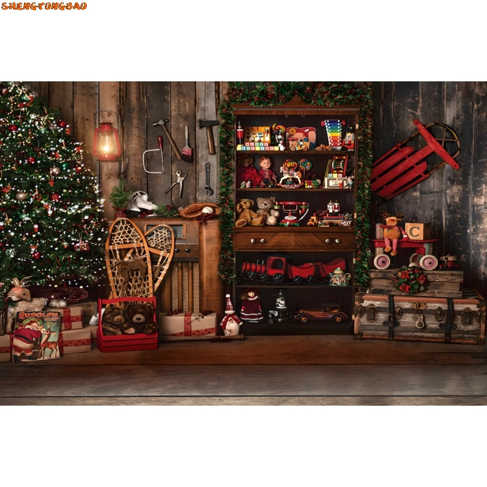 Рождественский камин фон зима снег Рождественская елка окно сарая дверь семейная вечеринка фон для фотосъемки Декор реквизит для фотостудии