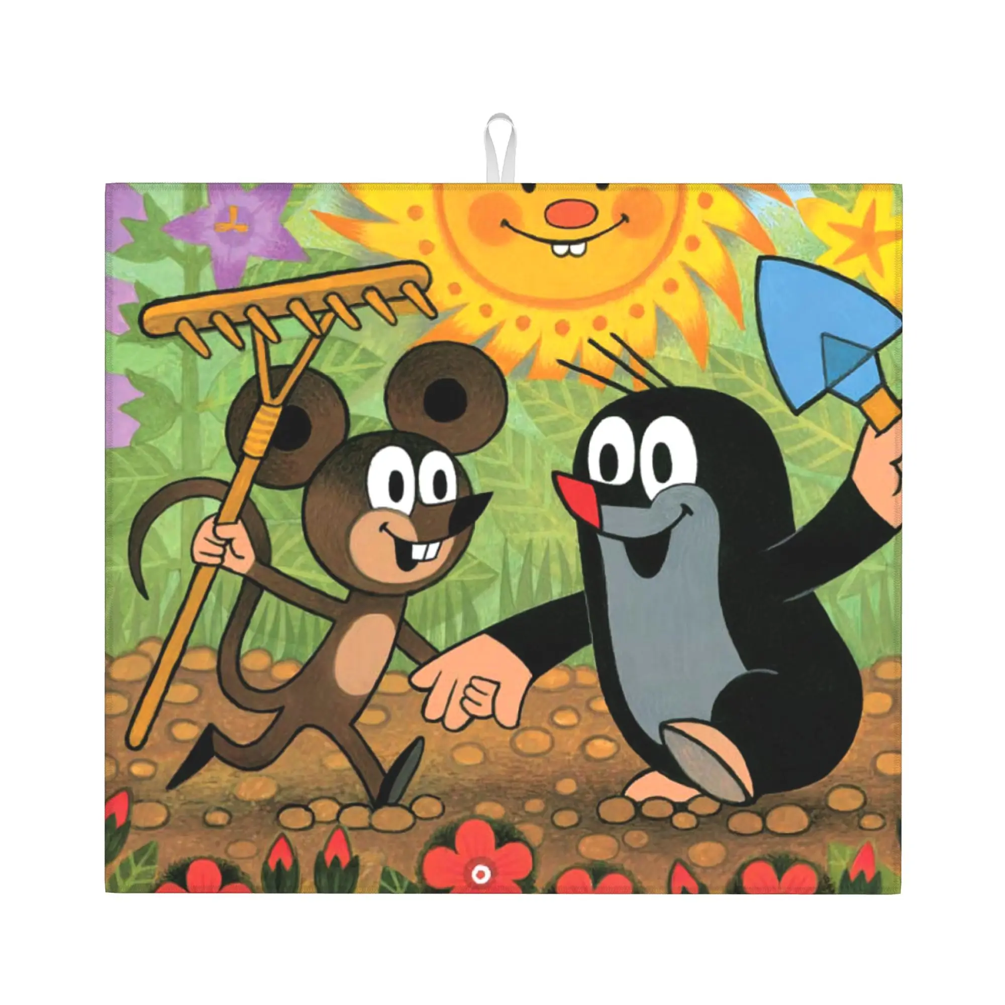Czech Cartoon Comics Krtek Mole Drying Mat For Kitchen Waterproof Non‑Slip Oil Proof Slovakia Art Countertop Protector Mat
