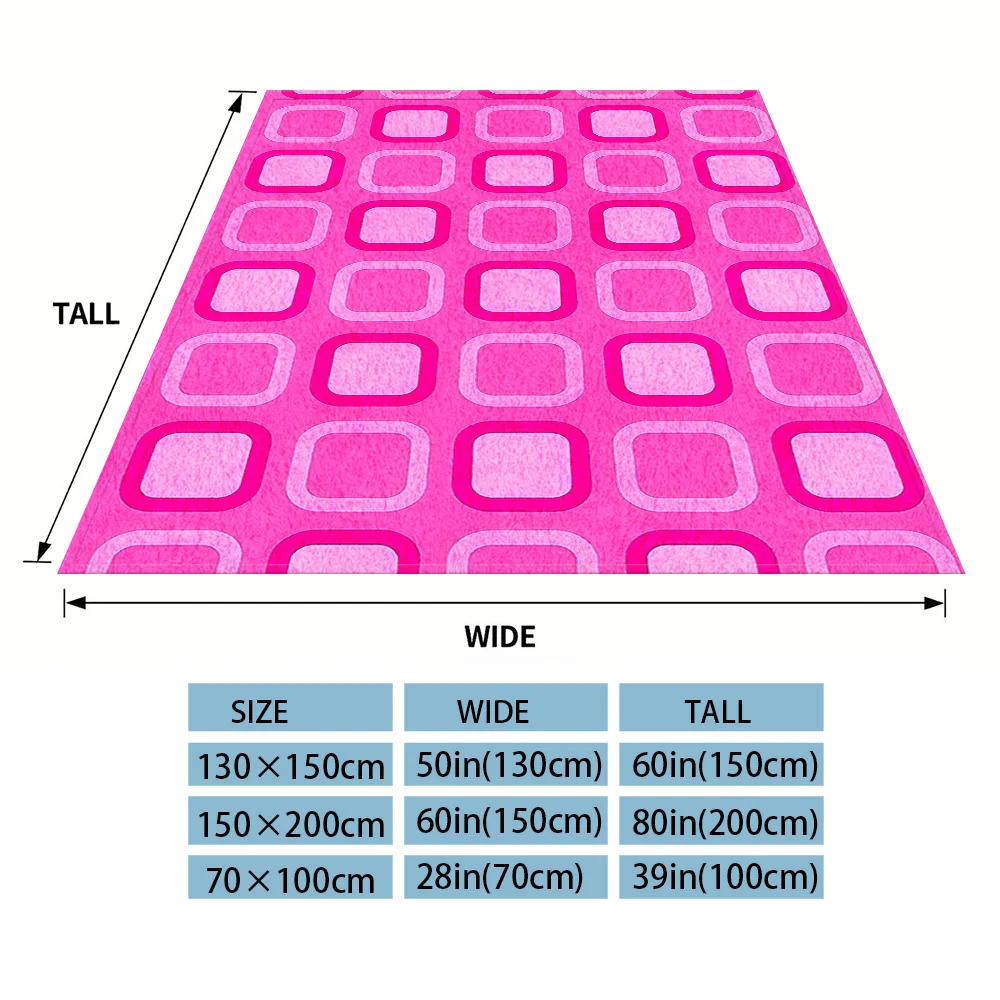 Two-Tone Pink Square Grid Printed Blanket Suitable For Sofa Beds, Offices, Travel Camping Chairs, Warm Woolen Blankets