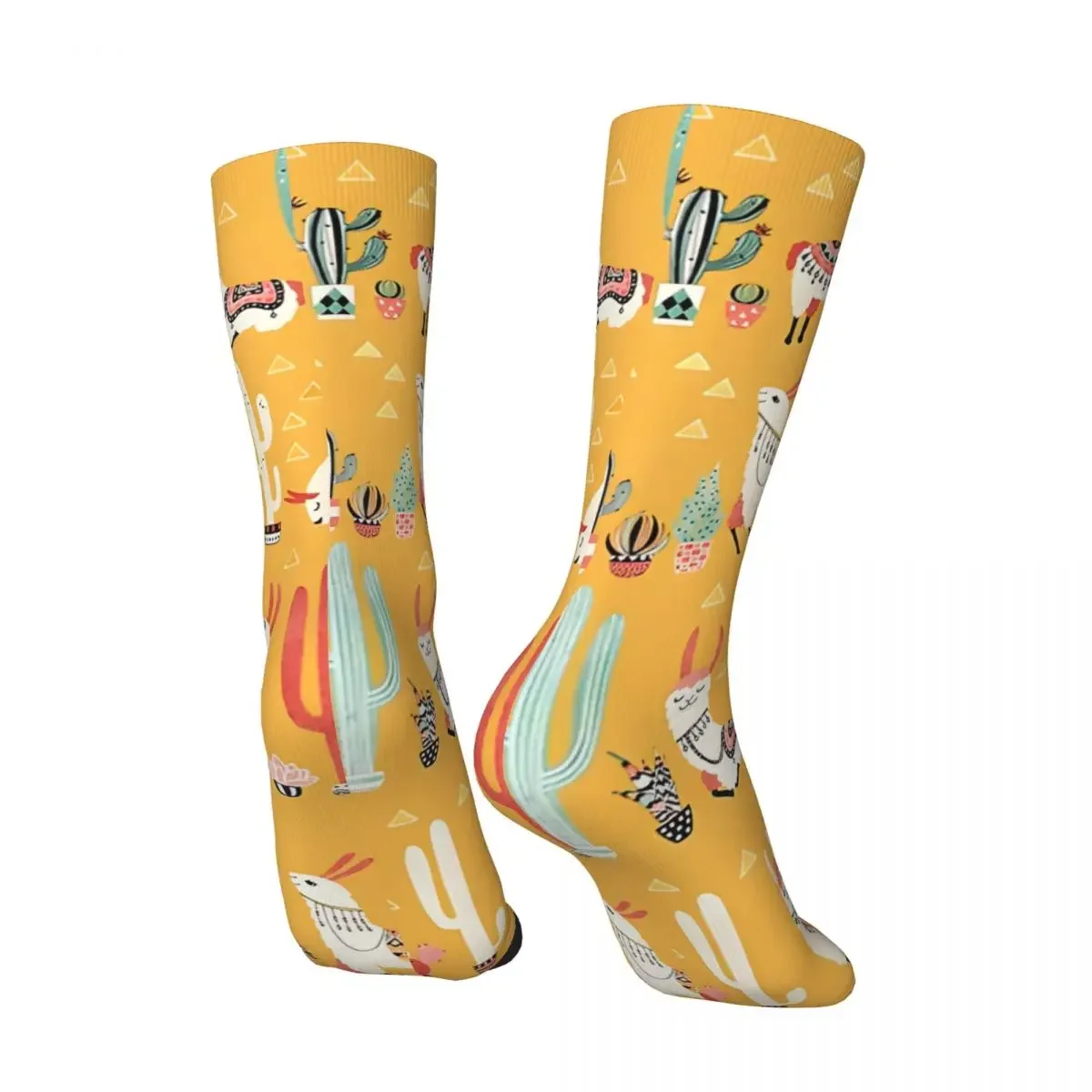 Retro Happy Llama With Cactus In A Pot Men's compression Socks Unisex Street Style Seamless Printed Novelty Crew Sock