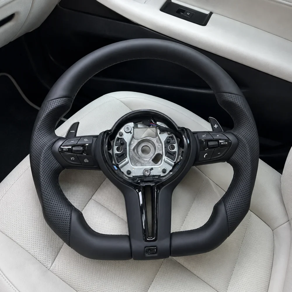 In Stock Car Steering Wheel Modification Black Leather M Sport Style For BMW F20 F23 F30 F34 F36 F10 F11 F01 E87 E70 E71 E90 E84