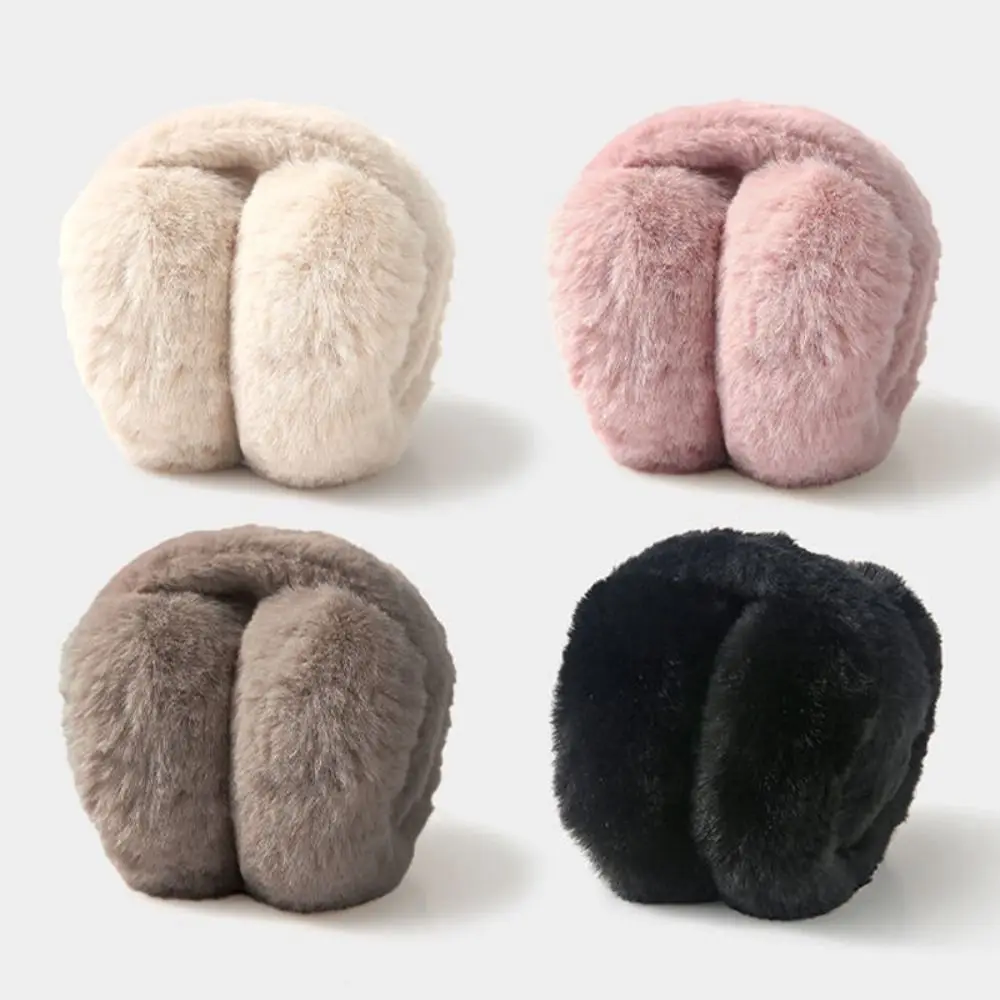 Portable Winter Warm Soft Plush Earmuffs Ear Warmer Cold Protection Foldable Earflaps Women Men Faux Fur Ear-Muffs