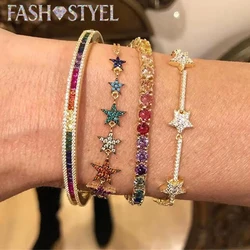 Trendy Zirconia Crystal Stars Slave Chain Bracelet For Women Finger Hand Silver Color Stars Charm Bracelets Delicate CZ Bracelet