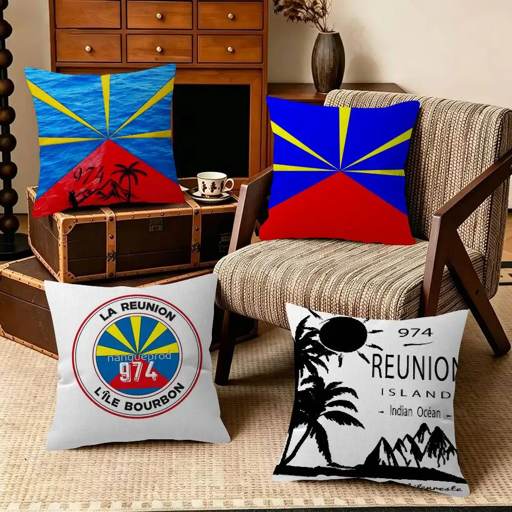 LOGO 974 R-Reunion Island   Decorative Pillowcase Square Pillowcase Home Office Decorative Cushion Cover