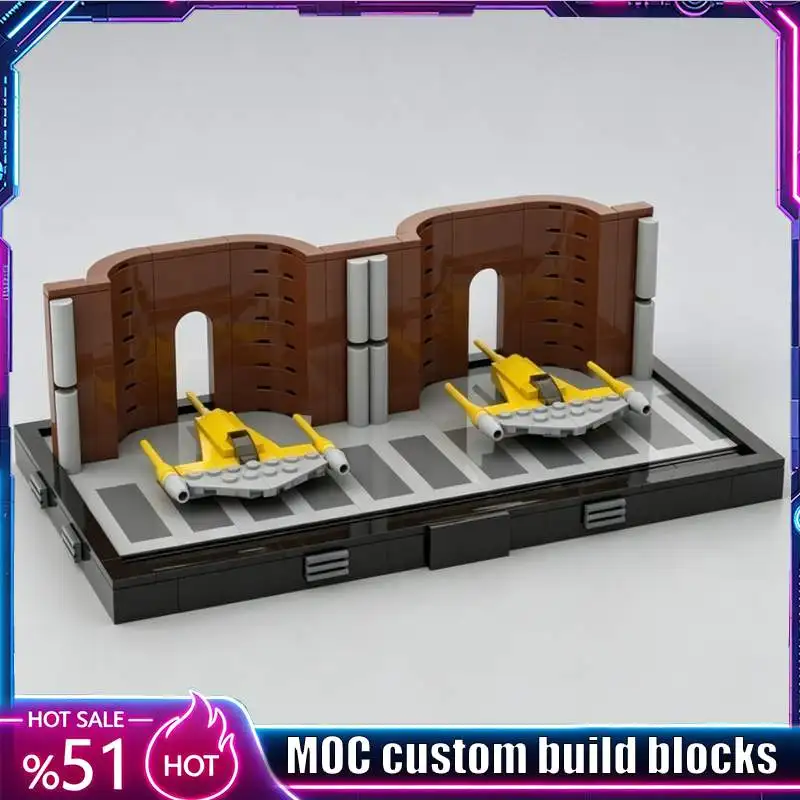 

NEW 406 PCS Brown Arch Space Hangar Blocks MOC Model DIY Assembly Brick Scene Desktop Collection Educational Toy Birthday Gifts