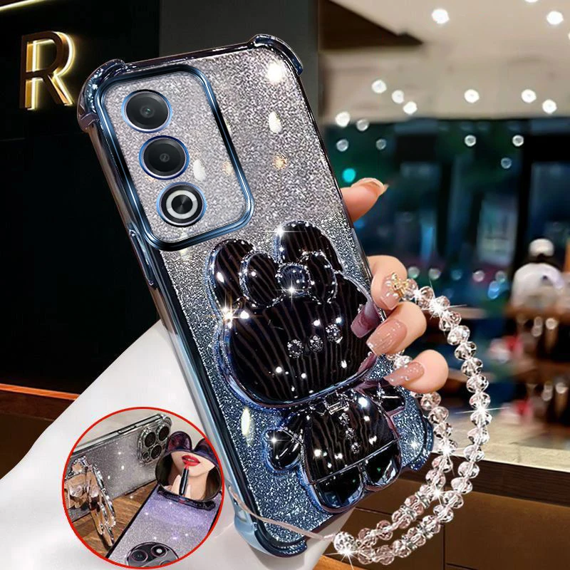 A3pro حافظة أنيقة لهاتف اوبو A3 برو A3x A11k A15s A35 A16 A18 أرنب مرآة لوضع مساحيق التجميل حامل حامل مع سوار غطاء مقاوم للصدمات #6