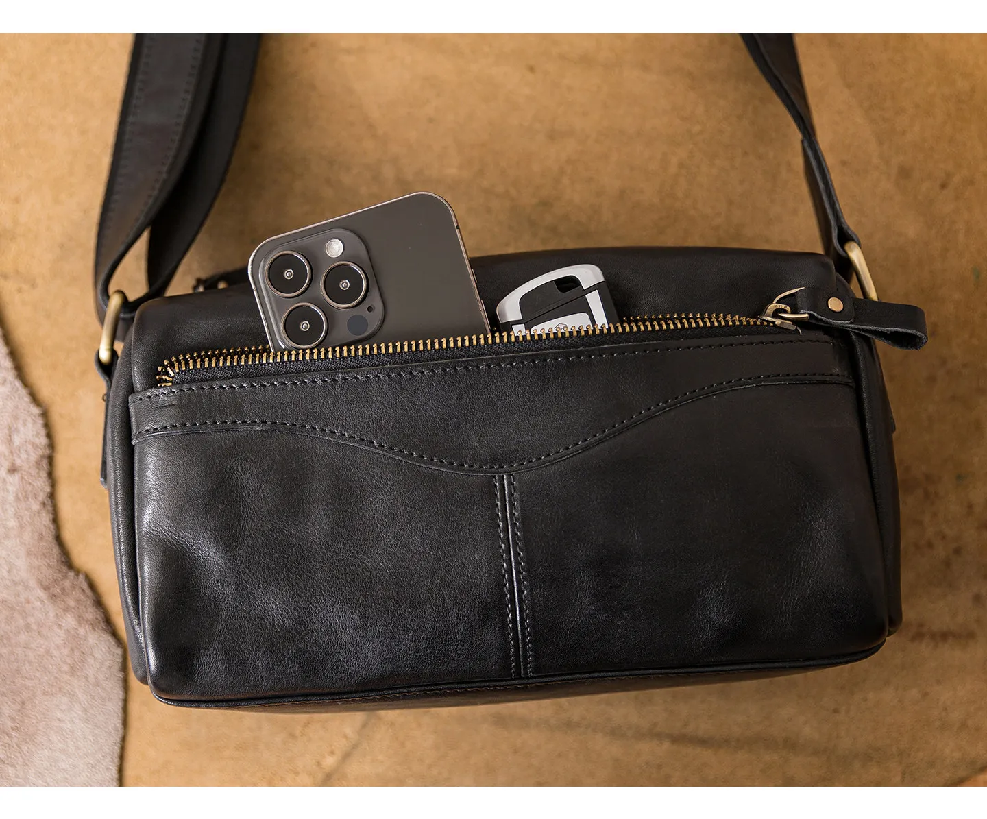 PNDME-Organizer handgefertigte Vintage-Umhängetasche aus echtem Leder für Herren, lässige Pendler-Luxus-Umhängetasche aus echtem Rindsleder. – Detail 16