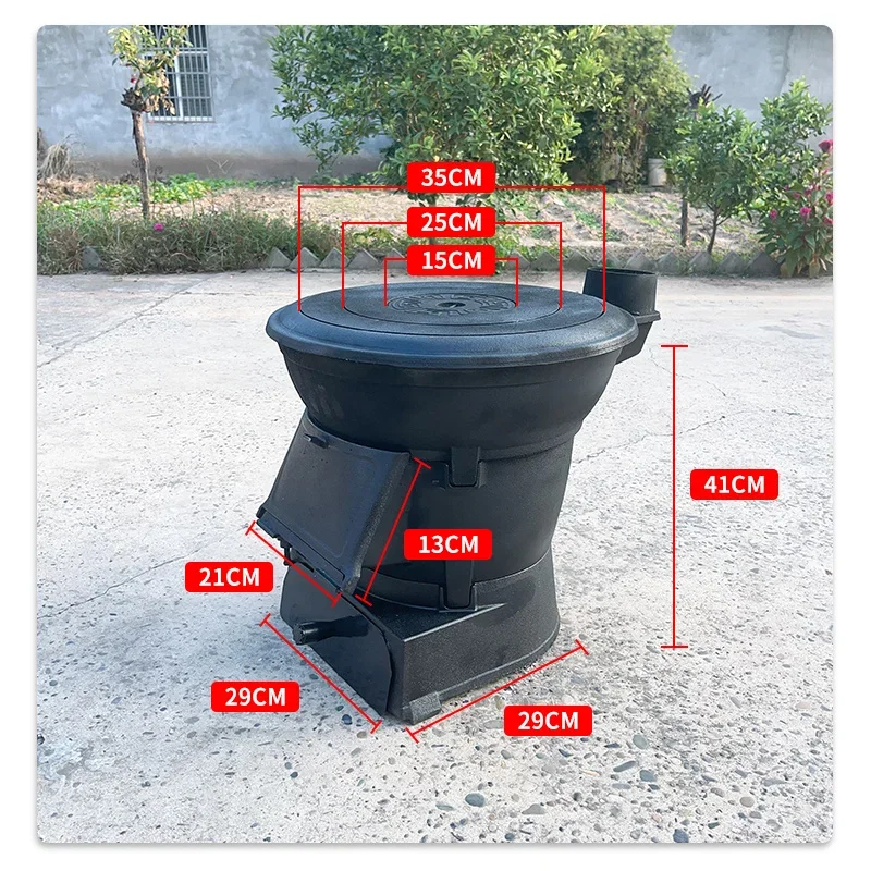 موقد تسخين منزلي شتوي سميك للغاية من الحديد الزهر، موقد خبز ريفي داخلي بدون دخاني، حطب موفر للطاقة