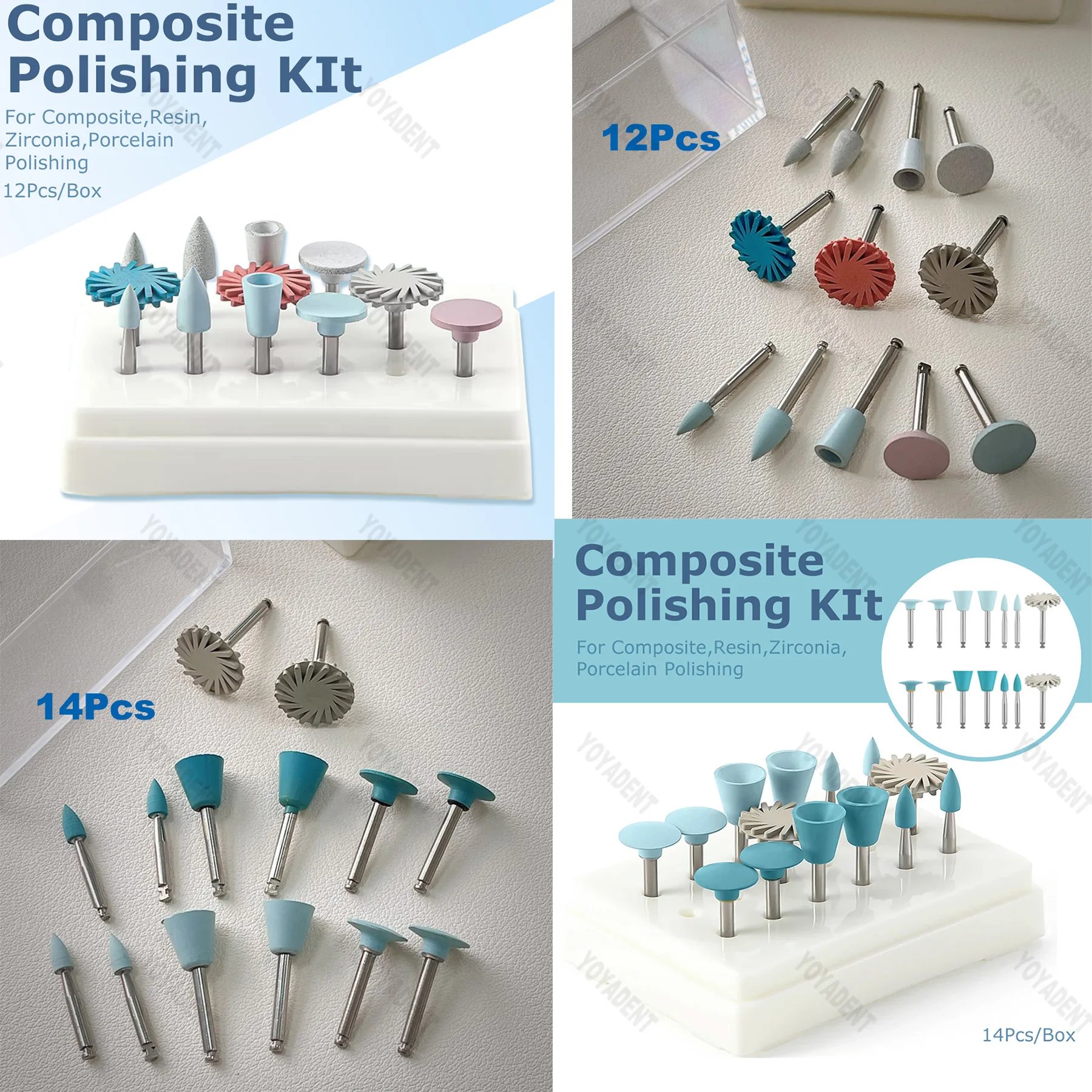 

14 Pcs Dental Composite Polishing Kit Silicone Polishing Brush Head For Low Speed Handpiece Teeth Polishing Whitening
