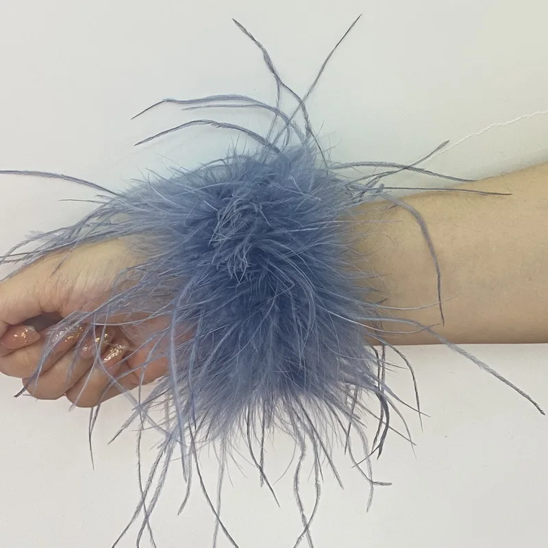 Real Ostrich feather cuff plumes bracelet for women white Cuffs pens Shirt with feathers girls fur cuffs ornament boa plume