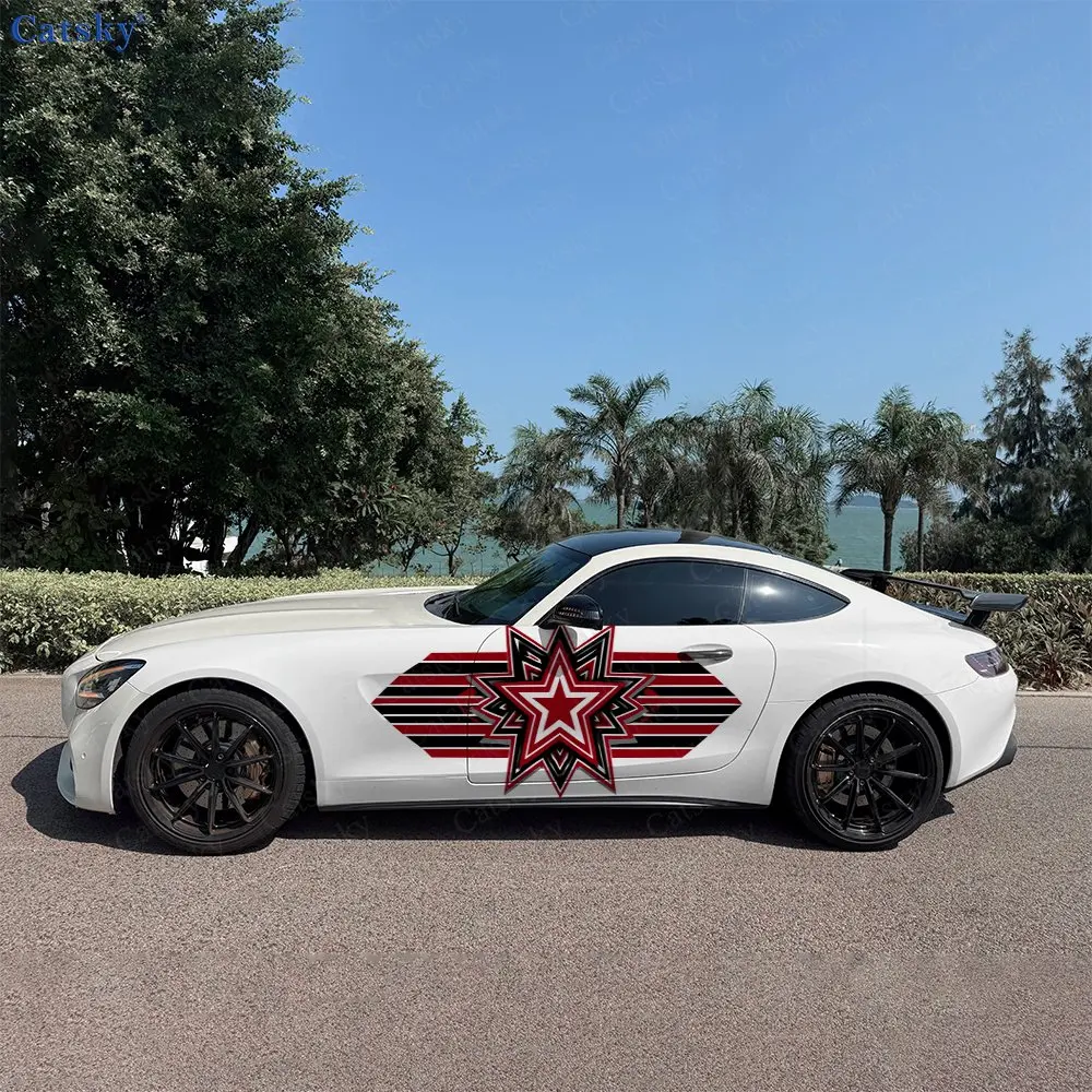 2pcs Five-pointed Star Pattern Car Sticker Full Body Decal Decoration Scratches Protect Car Sticker Waterproof Car Vinyl Wraps