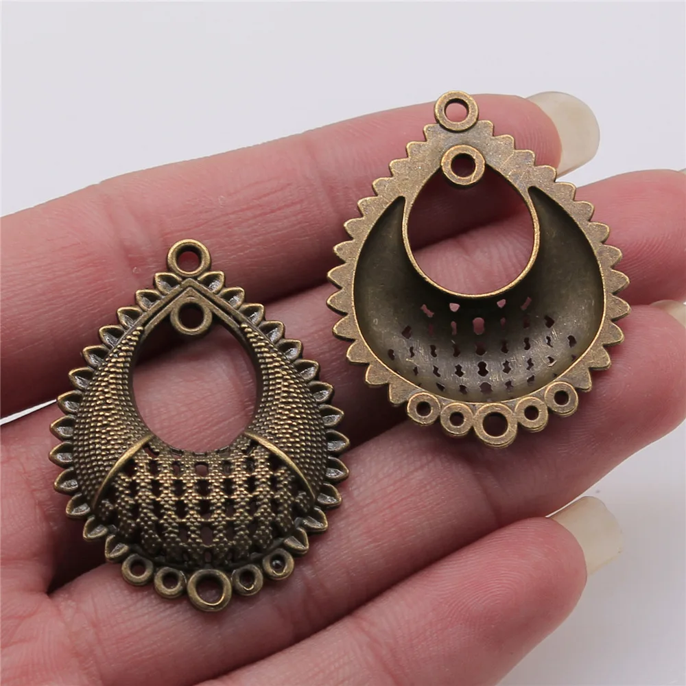 보석에 대 한 5 개/몫 귀걸이 커넥터 매력 31x39mm 골동품 청동 색 DIY 수제 공예 액세서리 만들기