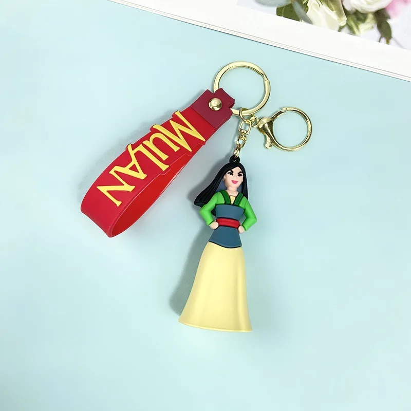 Disney Cartoon Movie Princess Mulan Dragon Silicone Pendant Keychain for Women Fans Backpack bag Accessories Keys Holder gifts