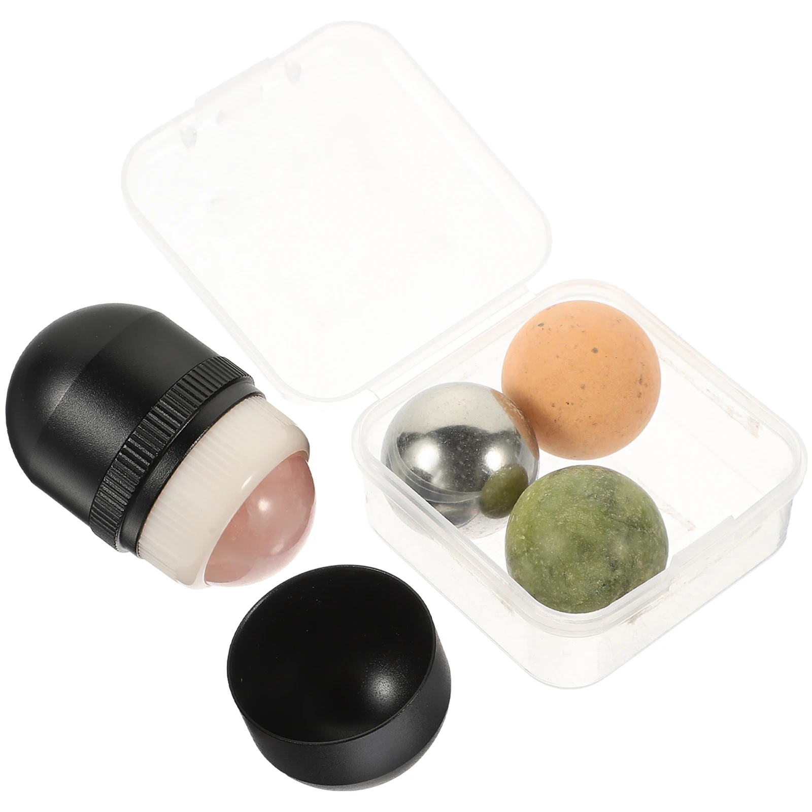 

Jade Ball Set Facial Roller Beauty Tool Aluminum Shell Face Eye Massager Skin Care Globe Cooling Anti Aging Spa Accessories Jade