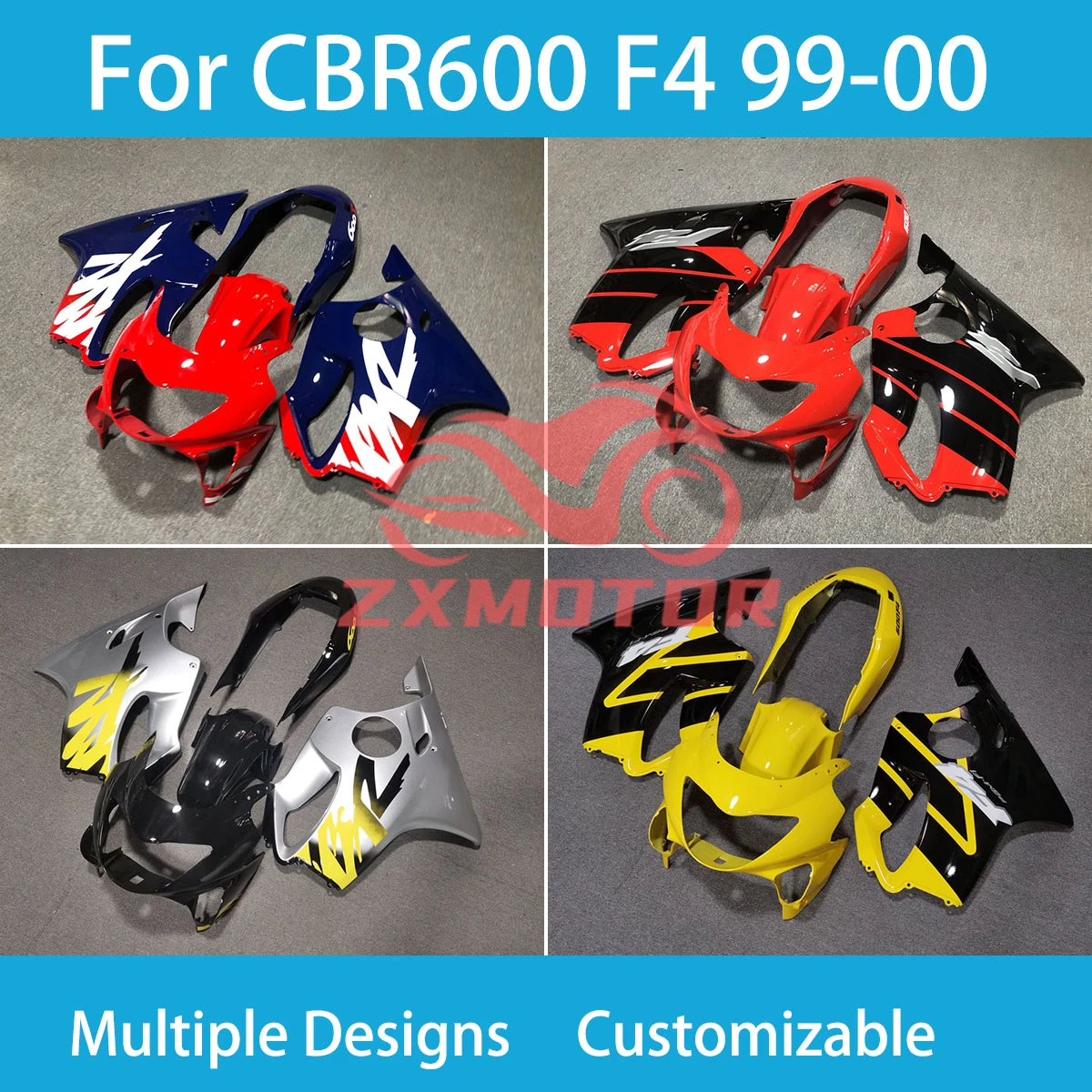 CBR600F4 1999 2000 Moto Cross Fairng Kit for Honda CBR 600 F 4 99 00 ABS Cowling Bodywork Set Motorcycle Fairings