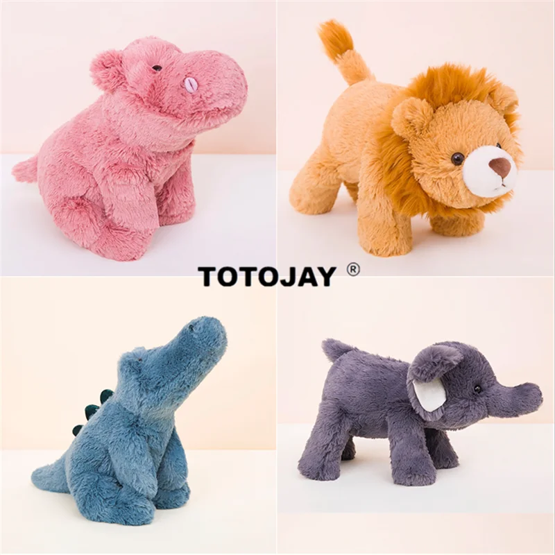 

35/45cm Fluffy Super Soft Lovely Plush Hippopotamus&Crocodile&Elephant&Lion Lying Animals Toys Infant Baby Sleep Appease Peluche